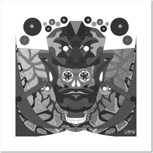 the mask of the crimson red queen in ecopop mayan pattern art Posters and Art